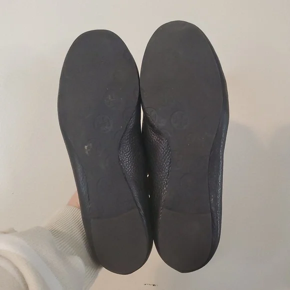 Tory Burch Black Leather Ballet Flats Size 8 Minimalist Preppy Office Attire - Picture 16 of 16